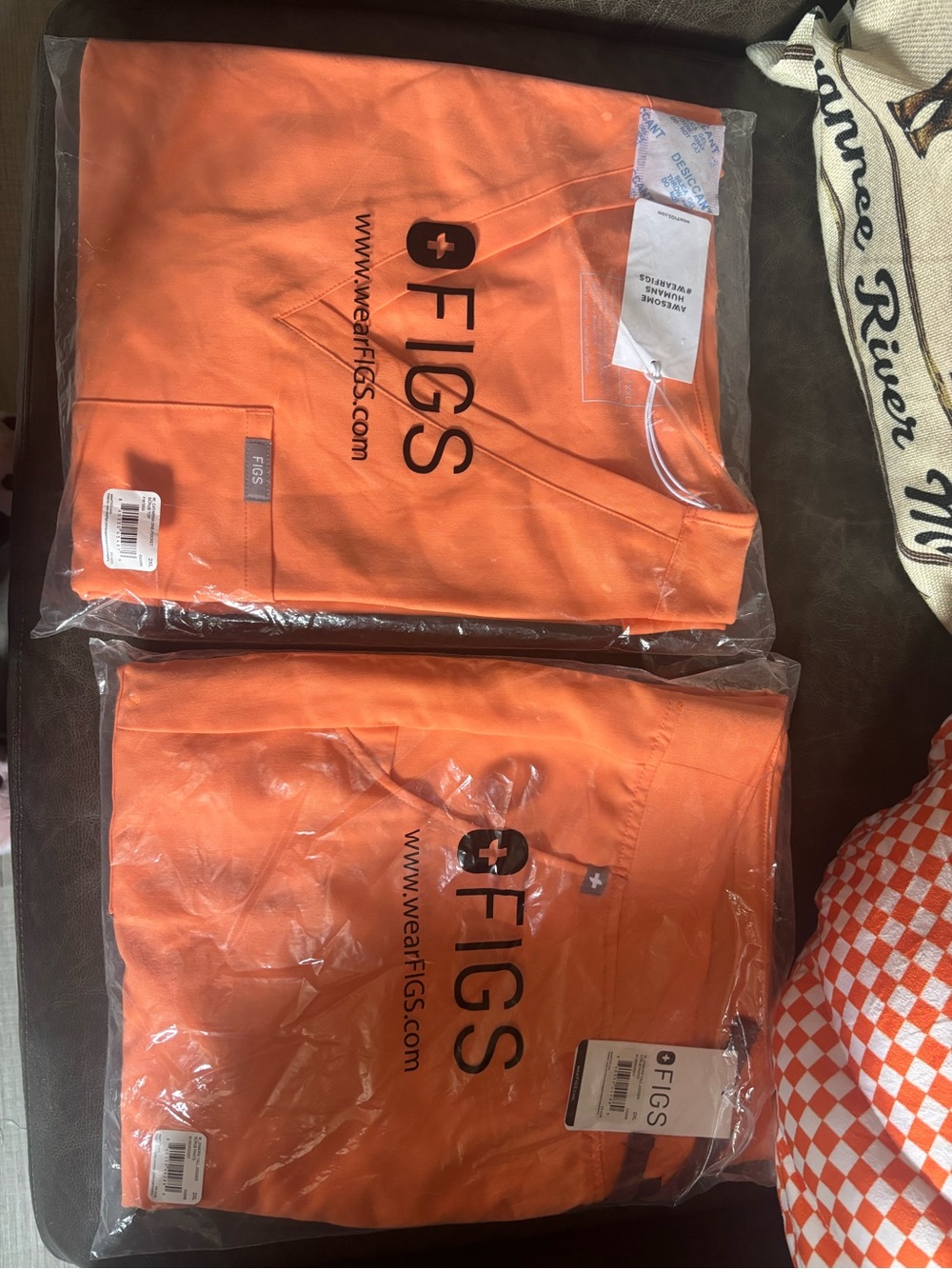Figs Women’s Orange V-Neck Scrub Top - Pack of 2